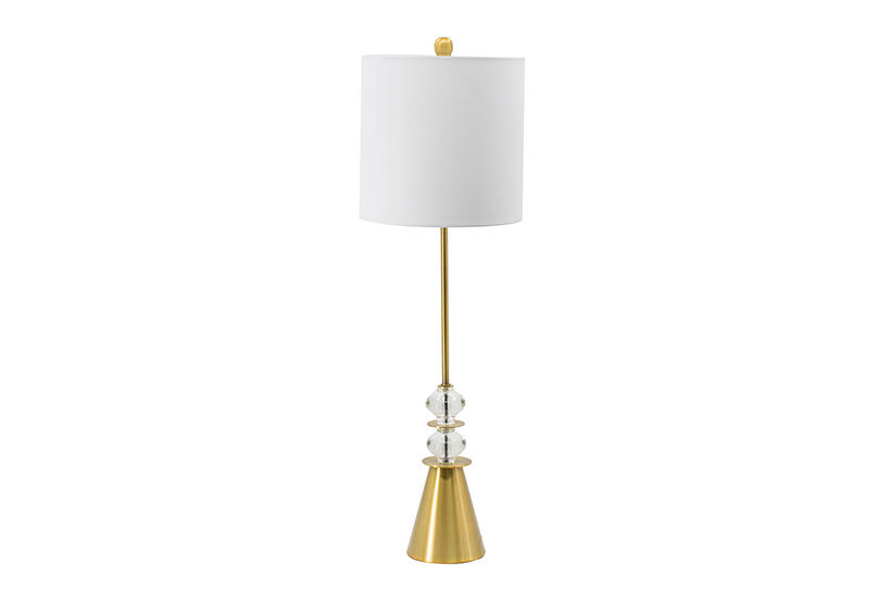 Crystal-Buffet-Lamp-1 An image of the Crystal Buffet Lamp that features an elegant White and Gold Finish